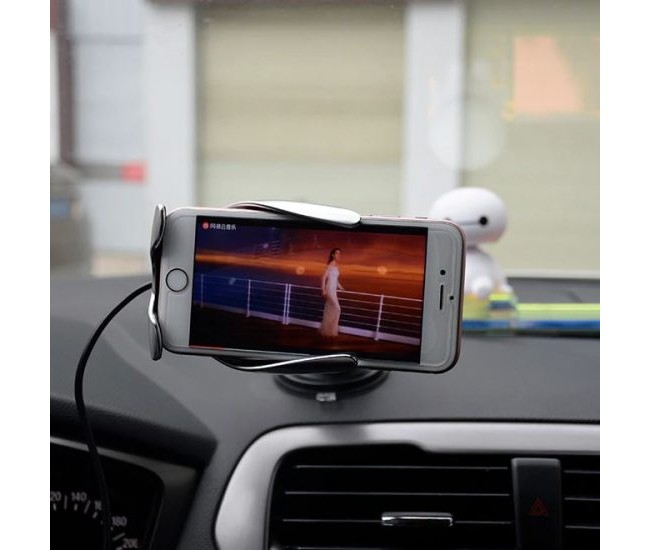 Suport telefon, pentru auto, cu prindere automata si incarcare wireless, S5 Smart Sensor