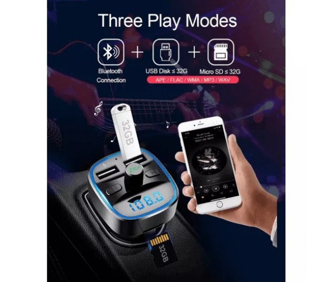 Modulator FM car kit Bluetooth 5.0, Mp3 Player, handsfree, USB 3.1A QuickCharge, MicroSd card reader - M22