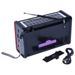 Radio MP3, cu bluetooth, USB/TF, baterie reincarcabila, panou solar si lanterna, rosu - YG201US Radio MP3, cu bluetooth, USB/TF, baterie reincarcabila, panou solar si lanterna, rosu - YG201US