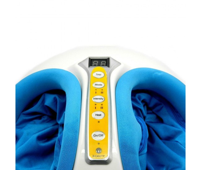 Aparat de masaj pentru picioare Shiatsu, 3 trepte intensitate, functie de incalzire, timer 5-30min, telecomanda, 40 W, alb/albastru - BLD104