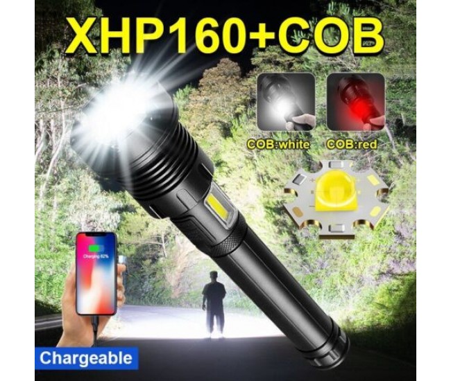 Lanterna de vanatoare, structura metalica si Led P160 - 16Core, lumin de lucru sau de urgenta si functie Power Bank, 10000 mAh, ALX-19A069