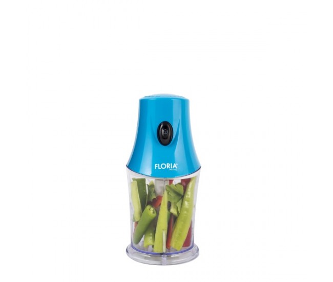 Tocator legume-fructe (chopper) FLORIA ZLN-9850, putere 200W, capacitate vas 360 ml, cutit inox, Bleu - ZLN9850B