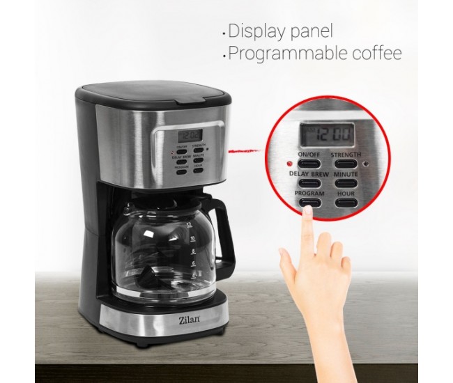OFERTA! Filtru cafea digital Zilan ZLN-1440, 900 W, 1.5 l, programare si amanare - ZLN1440