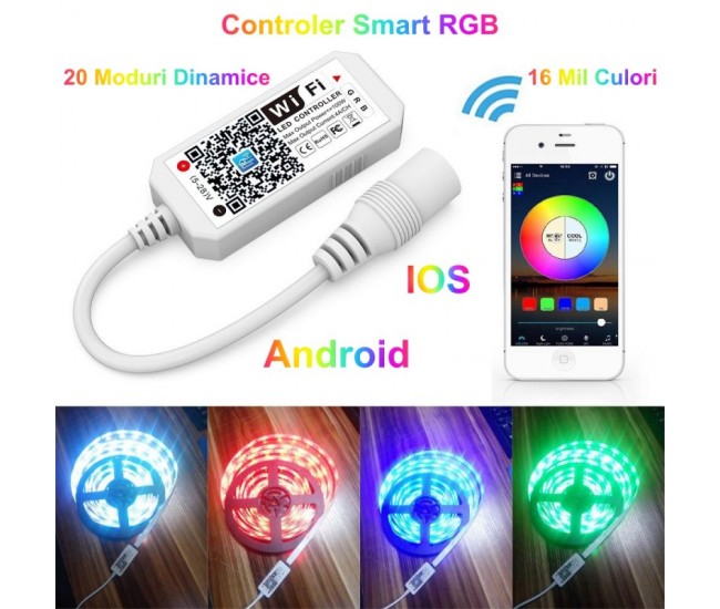 MINI CONTROLER SMART RGB LED CU WIFI 5-24V