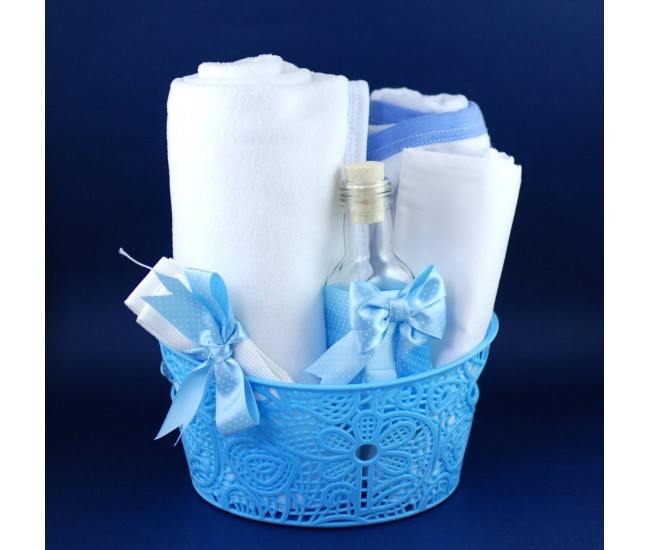 Trusou botez baieti - set botez biserica - trusou bleu T1495