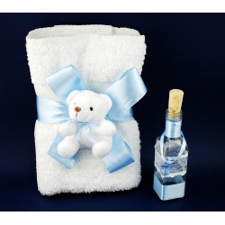 Trusou Botez alb cu funda bleu baieti - set complet pentru biserica TRB501