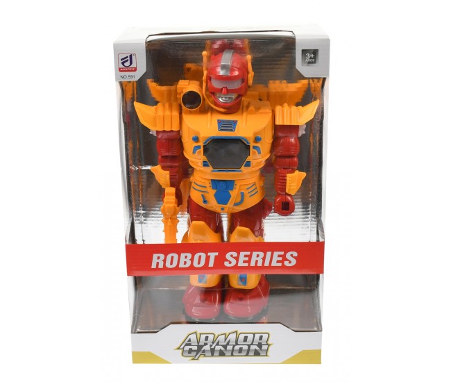 Robot de jucarie cu luminite si sunete, merge, culoare portocaliu - 591