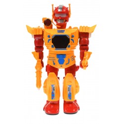 Robot de jucarie cu luminite si sunete, merge, culoare portocaliu - 591