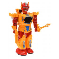 Robot de jucarie cu luminite si sunete, merge, culoare portocaliu - 591
