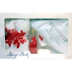 Trusou Botez rosu cu broderie pentru fetite - set complet pentru biserica TR5075