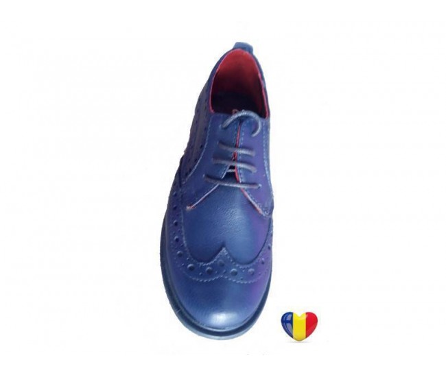 Pantofi baieti piele naturala bleumarin - cod PF17