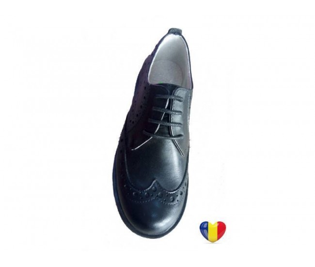 Pantofi baieti piele naturala negri - cod PF18 Pantofi baieti piele naturala negri - cod PF18