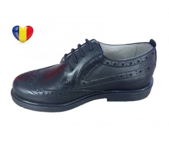 Pantofi baieti piele naturala negri - cod PF18 Pantofi baieti piele naturala negri - cod PF18
