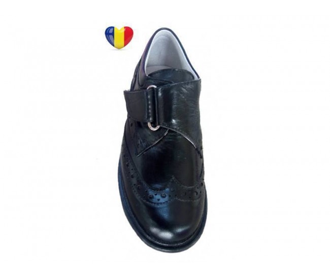 Pantofi baieti piele naturala negri - cod PF19 Pantofi baieti piele naturala negri - cod PF19