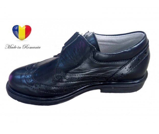 Pantofi baieti piele naturala negri - cod PF19 Pantofi baieti piele naturala negri - cod PF19