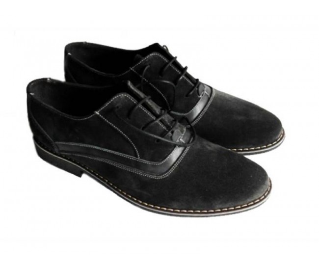 Pantofi barbati negri din piele intoarsa casual & eleganti Pantofi barbati negri din piele intoarsa casual & eleganti