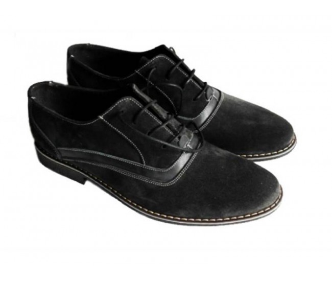 Pantofi barbati negri din piele intoarsa casual & eleganti