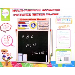 Tabla din lemn pentru desen (5in1) - calculator, numaratoare, ceas, marker, creta