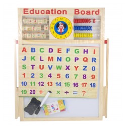 Tabla din lemn pentru desen (5in1) - calculator, numaratoare, ceas, marker, creta