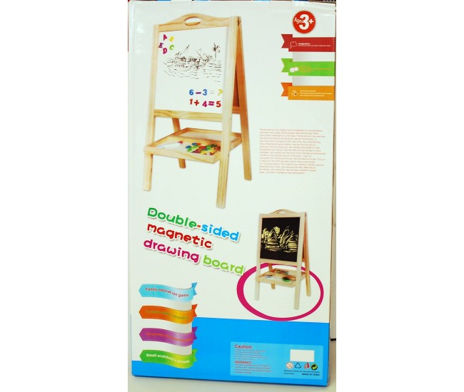 Tabla lemn cu 2 fete cu litere si cifre magnetice - jucarie creativ educativa