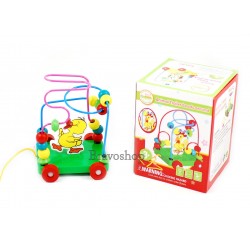 Jucarie creativa labirint din lemn cu roti - Jucaria poate fi trasa de sfoara de cei mici!