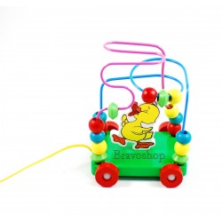 Jucarie creativa labirint din lemn cu roti - Jucaria poate fi trasa de sfoara de cei mici!