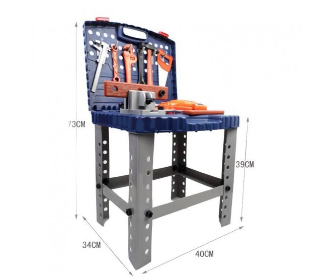 Banc de scule copii cu bormasina electrica de jucarie si o multime de accesorii - 00822 Banc de scule copii cu bormasina electrica de jucarie si o multime de accesorii - 00822