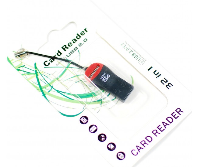 Card reader microSD 32 in 1, USB 2.0, snur pentru agatare breloc chei