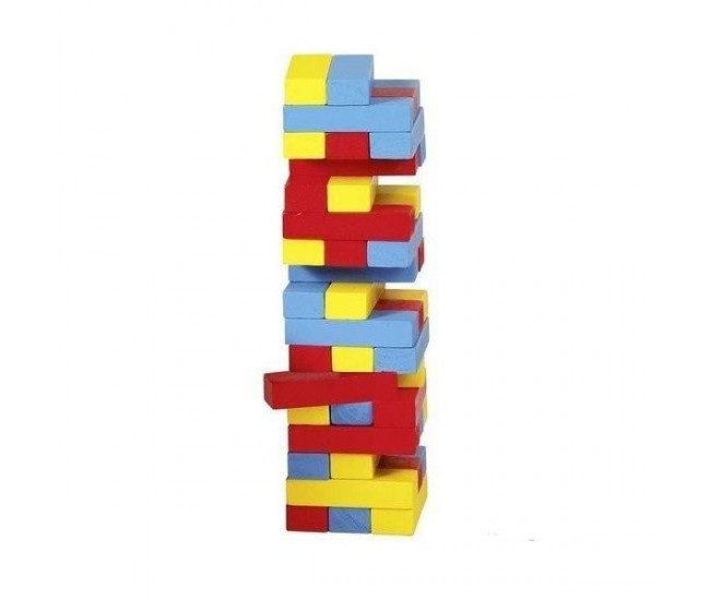 Joc jenga cu piese din lemn colori