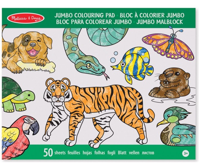 Caiet jumbo cu planse pentru colorat animale melissa and doug