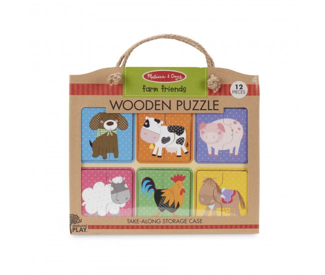 Primul meu puzzle eco din lemn prieteni de la ferma - melissa & doug