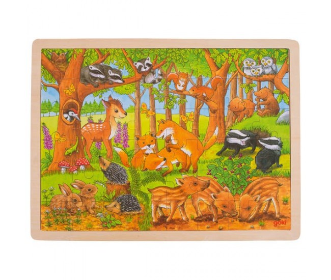 Puzzle din lemn pui de animale salbatice