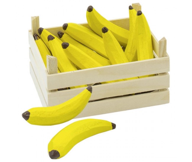Banane din lemn in ladita