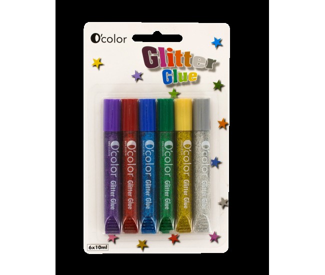 Set 6 flacoane lipici glitter colorat