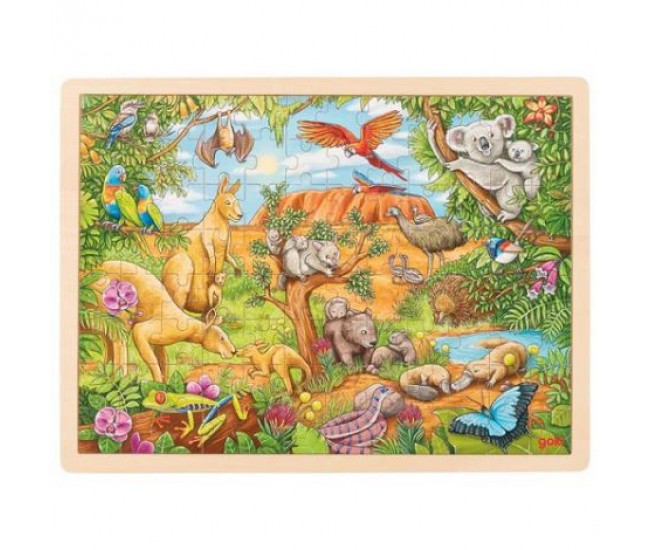 Puzzle din lemn cu 96 piese animale din australia