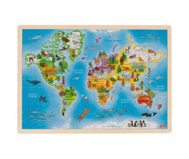 Puzzle din lemn 192 piese harta lumii