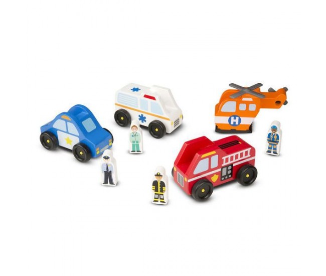 Set de joaca din lemn vehicule de interventie