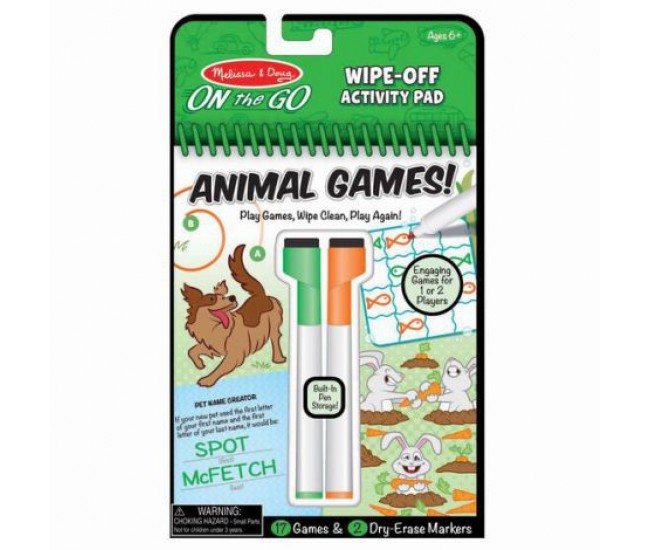 Carnet reutilizabil cu activitati si jocuri animale -melissa and doug