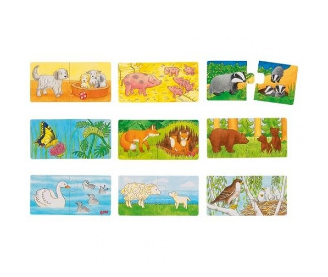 Set de 9 puzzleuri animalele si puii lor