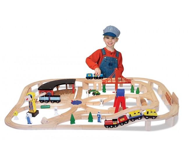 Set trenulet din lemn cu depou melissa and doug