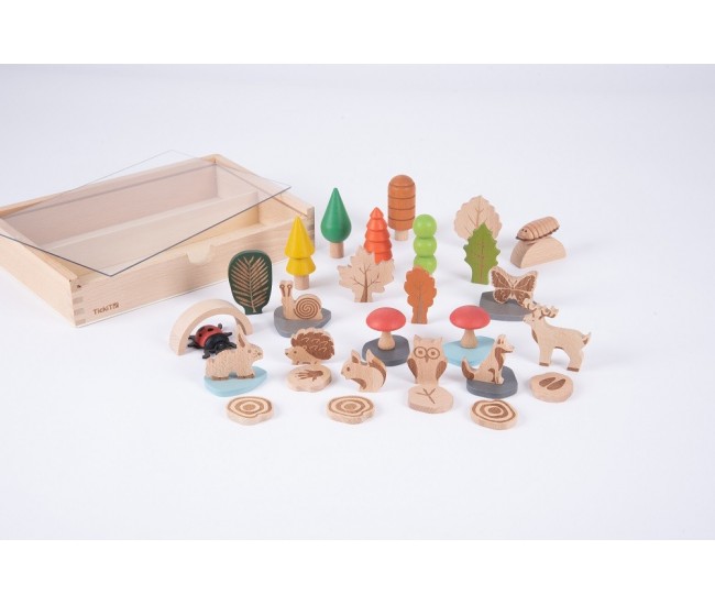 Set de 37 figurine din lemn pentru activitati educative padurea
