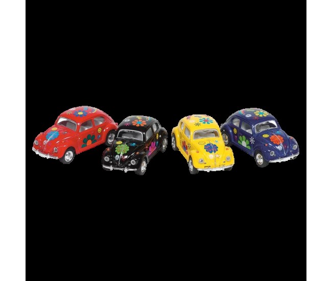 Masinuta die cast vw beetle classic, scara 1:64, lungime 6,5cm, cu print floral