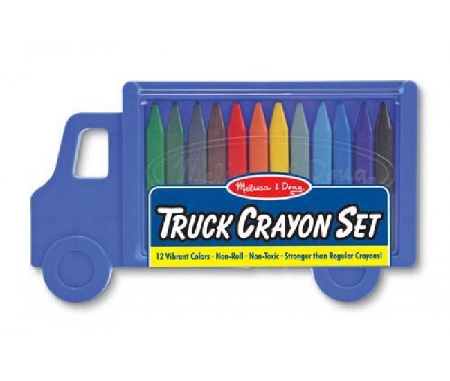 Set creioane colorate triunghiulare truck melissa and doug 12 buc