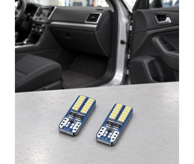 Set 2 Becuri Auto LED T10 pentru Pozitie si Interior, Albe, 12V, CL-24W DALBI