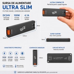 Sursa Alimentare LED 24V 100W 4,1A Ultra Slim 13mm DALBI