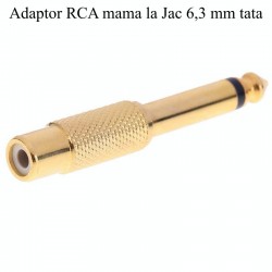 Adaptor Jack 6,3 Tata mo-RCA Mama, Auriu Adaptor Jack 6,3 Tata mo-RCA Mama, Auriu