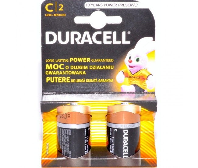 Baterie Alkalina Duracell R14, Marime C, 2buc/set