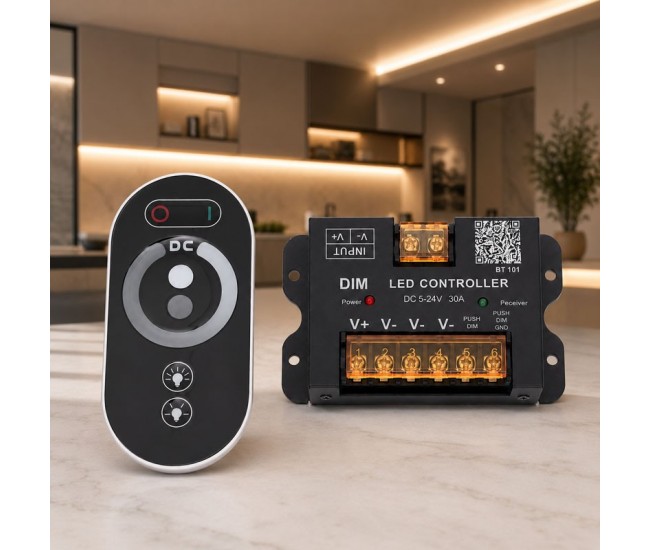 Controler LED DIM 5-24V 30A Bluetooth pentru Banda LED Monocolor BT101