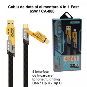 Cablu de Date 4 in 1 Super Fast - PD 27W, USB 65W, Iphone - 1,2m / CA-888