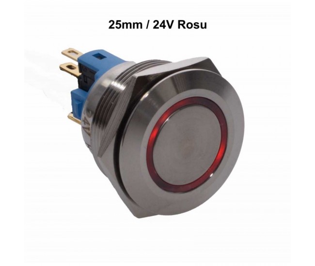 Push Buton 25mm/24V Led Rosu